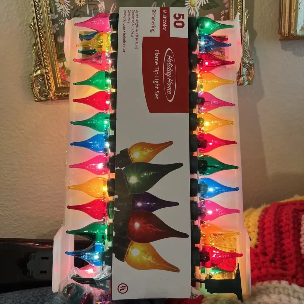 Holiday Home Set of 3 Shimmering Flame Tip Tear Drop Light Sets Vintage Style